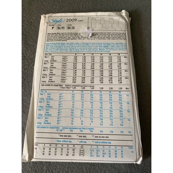 Style 2009 Retro Sewing Pattern 1991 Skirt Top - Personalized Fit - Size 8 10 12 - Picture 3 of 3